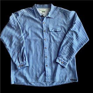 Exofficio BUZZ OFF Insect Shield Blue and White Plaid Men's Shirt, Size XL